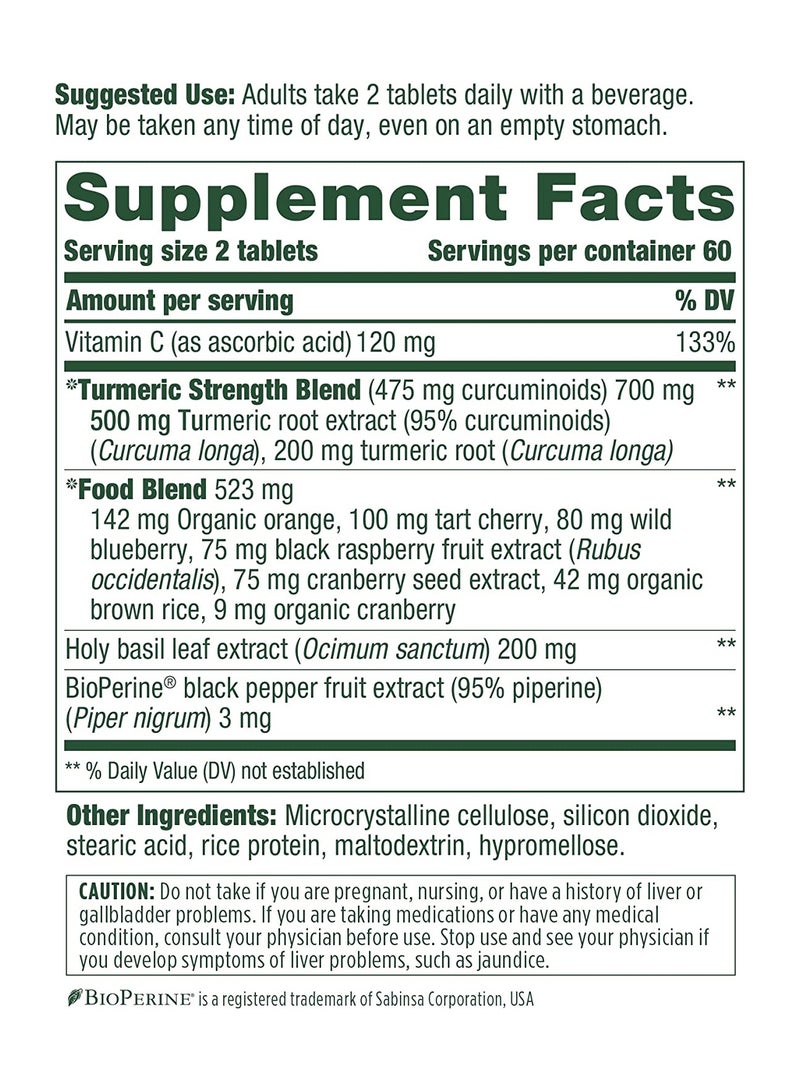 MegaFood مكمل الكركمين والكركمين القوي للغاية للجسم بالكامل لدعم الاستجابة الصحية للالتهابات - 120 قرصًا - Image 2