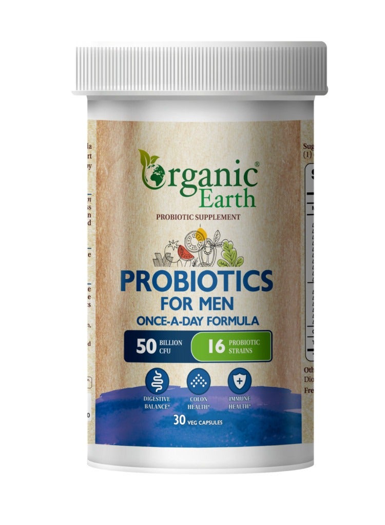 Organic Earth Organic Earth Men’s Probiotics – 30 Capsules, Digestive, Immune & Energy Support  - Image 2