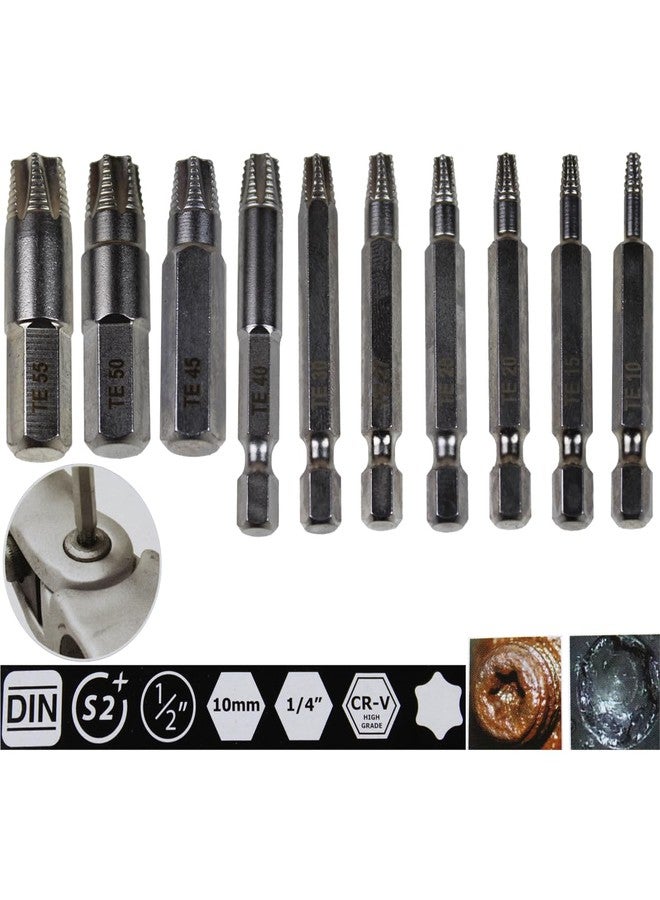 K-Tool International K Tool International 75410 Damaged Torx Screw Extractor Set for Garages, Repair Shops, DIY, Twist End Design, 1/4" shank, High Grade Silicon Alloy Steel, Heat-treated, Chrome-plated, 11 Piece - Image 2