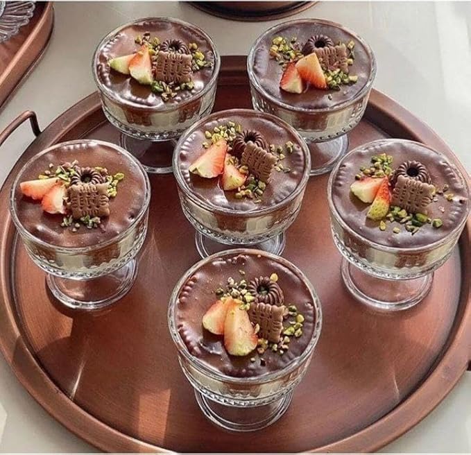 Gauvriko Glass Ice Cream Bowls Set of 6 Footed Dessert Cups 75oz 250ml for Sundae Parfait Ice Cream Fruit and Cocktails Elegant Glass Dessert Cups for Parties Set of 6 - Image 4