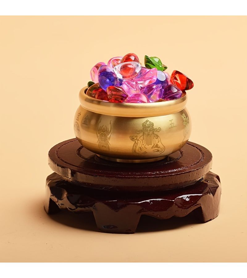 Golden Solid Copper Stick Incense Holder With Ornate Lid And Base - Image 1