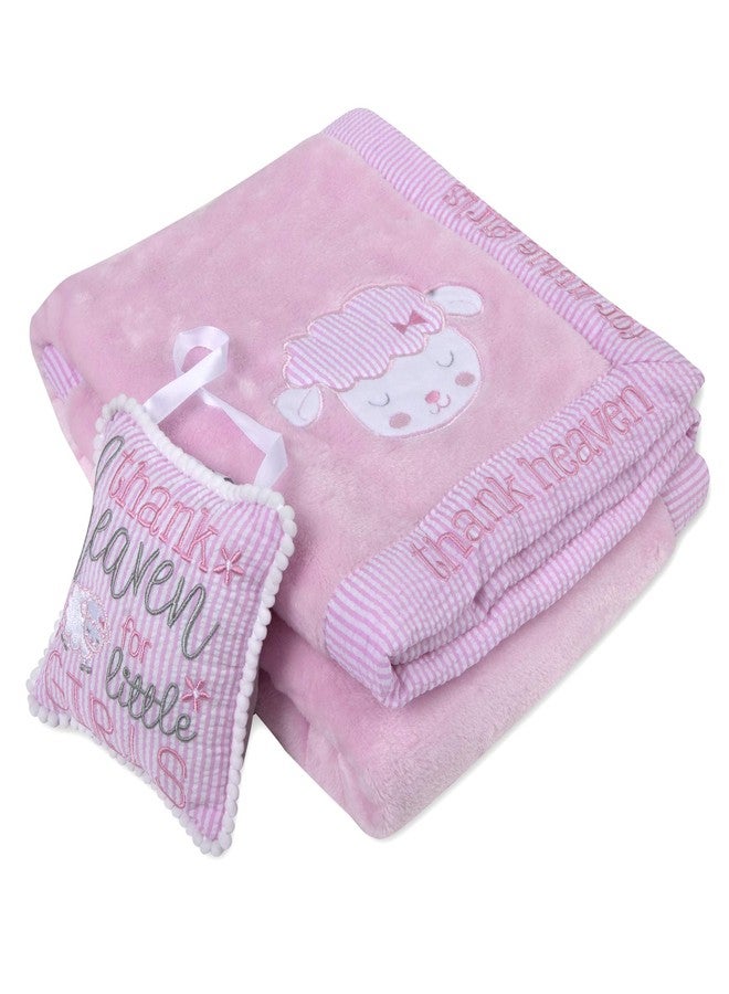 Baby Essentials 30x40 Fleece Baby Blanket with Satin Trim for Boys, Girls Baby Blanket with Door Décor (Sheep with Sign) - Image 1