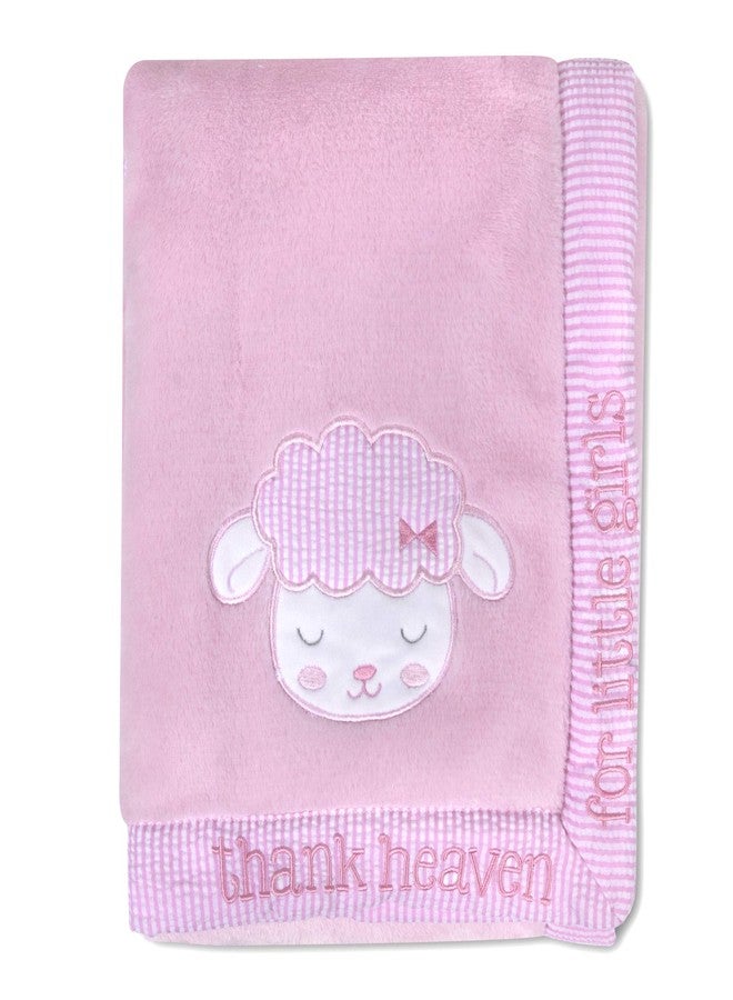 Baby Essentials 30x40 Fleece Baby Blanket with Satin Trim for Boys, Girls Baby Blanket with Door Décor (Sheep with Sign) - Image 2