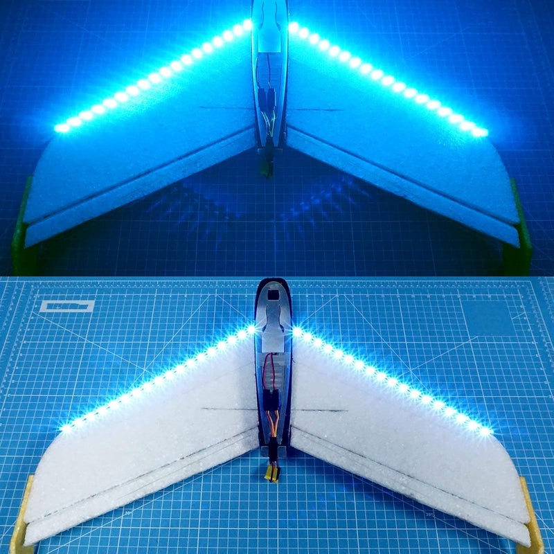elechawk LED Light Strip for RC Fixed Wing Airplane Flying Wing Plane AR Wing Drone Model Car Truck (Ice Blue) - Image 5