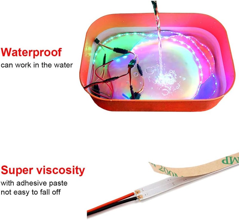 elechawk LED Light Strip for RC Fixed Wing Airplane Flying Wing Plane AR Wing Drone Model Car Truck (Ice Blue) - Image 3