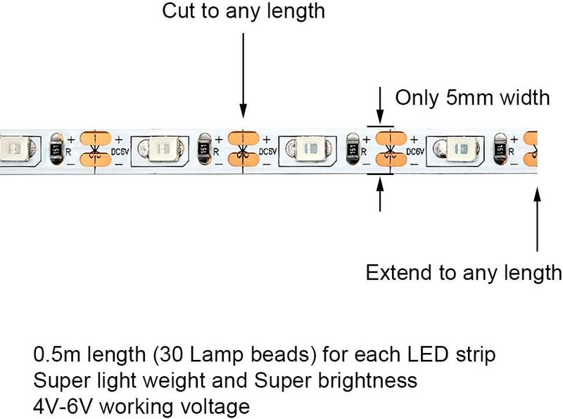 elechawk LED Light Strip for RC Fixed Wing Airplane Flying Wing Plane AR Wing Drone Model Car Truck (Ice Blue) - Image 4
