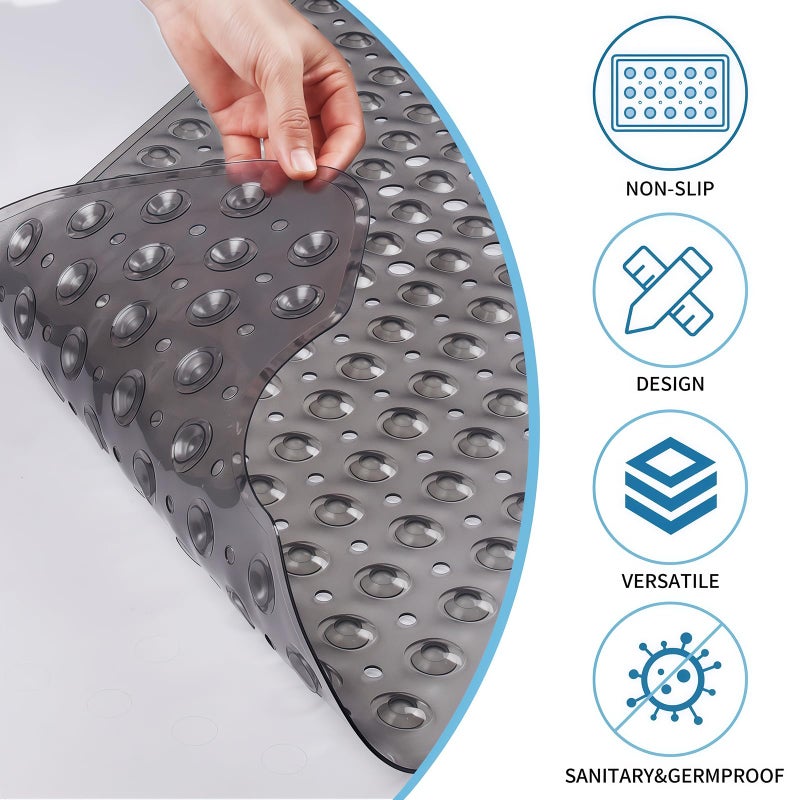 Tcbelosion Bath Tub Shower Mat,Non Slip Machine Washable Bathroom Mat,Suction Cups and Drain Holes for Easy Cleaning,39.56 X 15.75 Inches(Grey) - Image 4