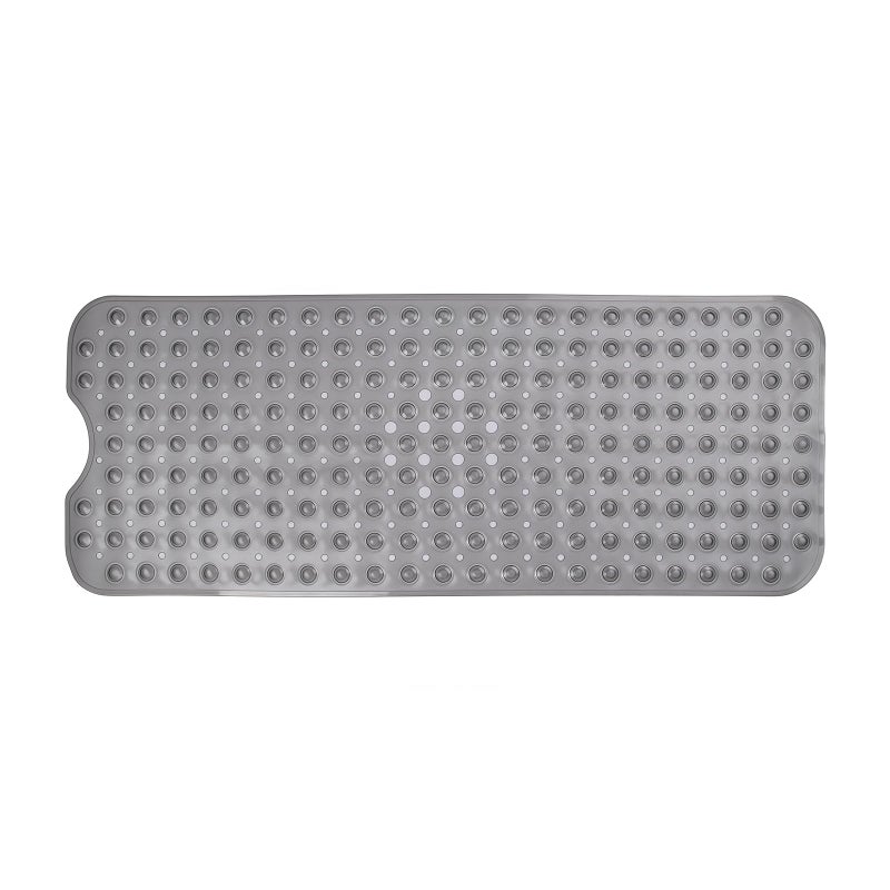 Tcbelosion Bath Tub Shower Mat,Non Slip Machine Washable Bathroom Mat,Suction Cups and Drain Holes for Easy Cleaning,39.56 X 15.75 Inches(Grey) - Image 1