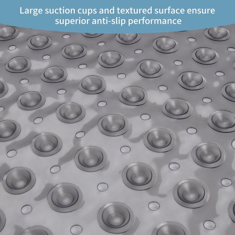 Tcbelosion Bath Tub Shower Mat,Non Slip Machine Washable Bathroom Mat,Suction Cups and Drain Holes for Easy Cleaning,39.56 X 15.75 Inches(Grey) - Image 5