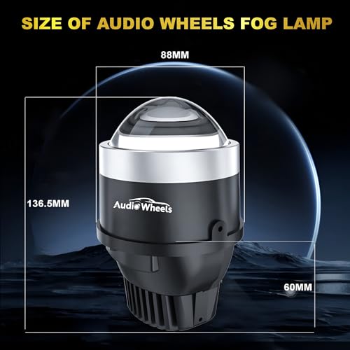 Audio Wheels 3" Universal LED Projector Fog Lamp - 120W, White-6000K (15000LM) with Blue Tint Film | 12V/24V Car Projector Fog Light for Vehicle Modification - Image 4
