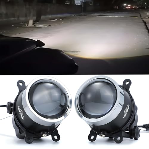 Audio Wheels 3" Universal LED Projector Fog Lamp - 120W, White-6000K (15000LM) with Blue Tint Film | 12V/24V Car Projector Fog Light for Vehicle Modification - Image 3