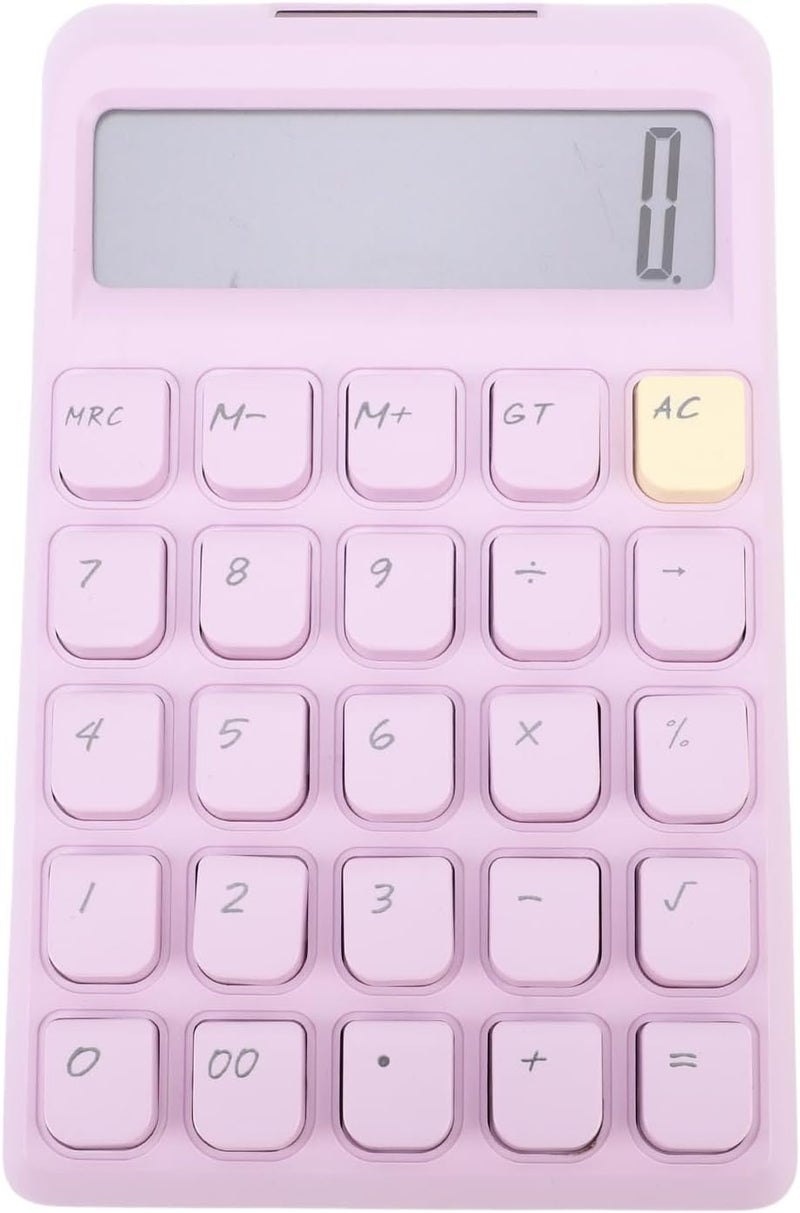 12 Digit Solar Calculator with Big Buttons Large Display Battery Operated Compact Portable for School Office Home Use (Purple) - Image 1