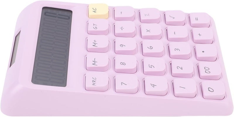 12 Digit Solar Calculator with Big Buttons Large Display Battery Operated Compact Portable for School Office Home Use (Purple) - Image 3