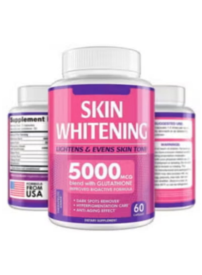 SKIN Glutathione Whitening Pills 5000mg - Skin Lightening & Hyperpigmentation Treatment, 60 Capsules - Image 1