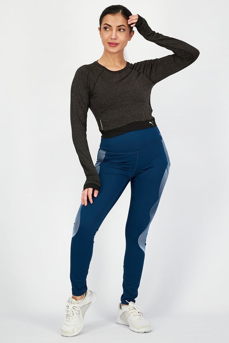 PUMA Women Slim Fit Brand Logo Long Sleeve Tops, Black Combo - Image 3