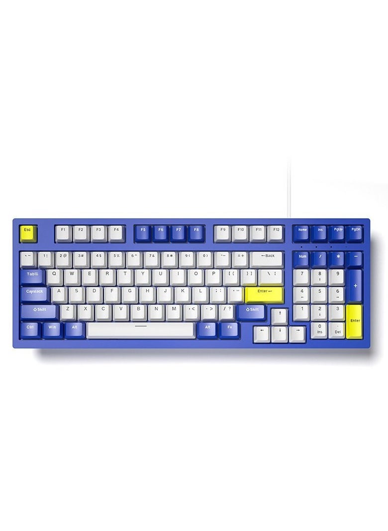 Forev - Gaming Keyboard – 98% Compact USB / USB Type-C Wired Mechanical Keyboard – RGB Backlighted – 98 ENG Keys PBT Keycaps – Blue Switches – For Mac / Win | Blue ,White - Image 1