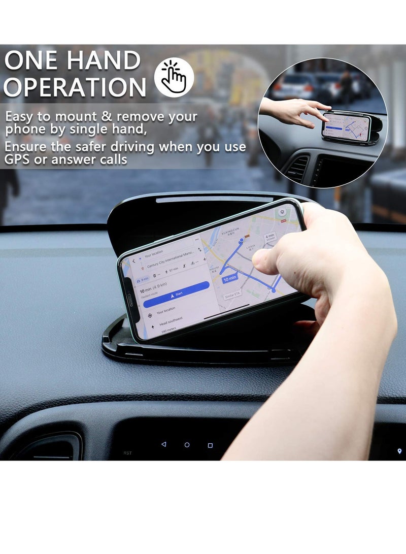 SYOSI Car Dash Phone Holder, Silicone Clamshell Cell Phone Holder Mount Stands for Car Dashboard, Vehicle GPS Mount Compatible with iPhone, GPS, Galaxy, and Smartphones, Automobile Cradles Universal-Black - Image 5