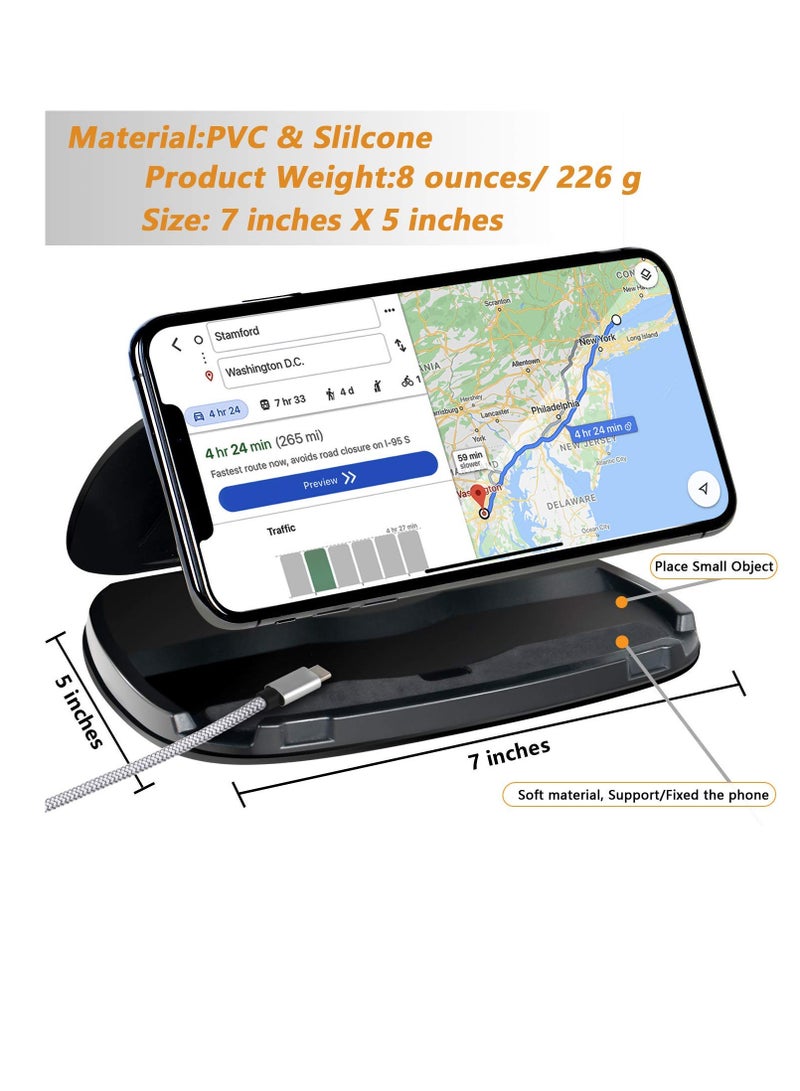 SYOSI Car Dash Phone Holder, Silicone Clamshell Cell Phone Holder Mount Stands for Car Dashboard, Vehicle GPS Mount Compatible with iPhone, GPS, Galaxy, and Smartphones, Automobile Cradles Universal-Black - Image 3