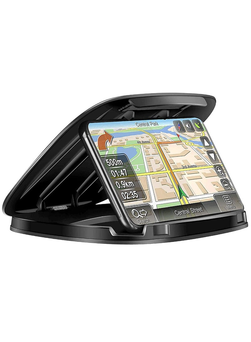 SYOSI Car Dash Phone Holder, Silicone Clamshell Cell Phone Holder Mount Stands for Car Dashboard, Vehicle GPS Mount Compatible with iPhone, GPS, Galaxy, and Smartphones, Automobile Cradles Universal-Black - Image 1