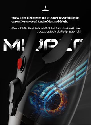 2-in-1 Corded Vacuum Cleaner – Portable Vacuum Cleaner - Handheld Vacuum Cleaner with HEPA Filter - 600W and 14000PA - Dust Removal Tools for Floors, Carpets, Desktops, Sofas, Windows - view 3