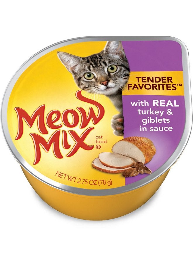 مياو مكس مزيج من الديك الرومي الطازج والأحشاء من Meow Mix Tender Favorites في صلصة، 2.75 أونصة (عبوة من 24 قطعة) - Image 1