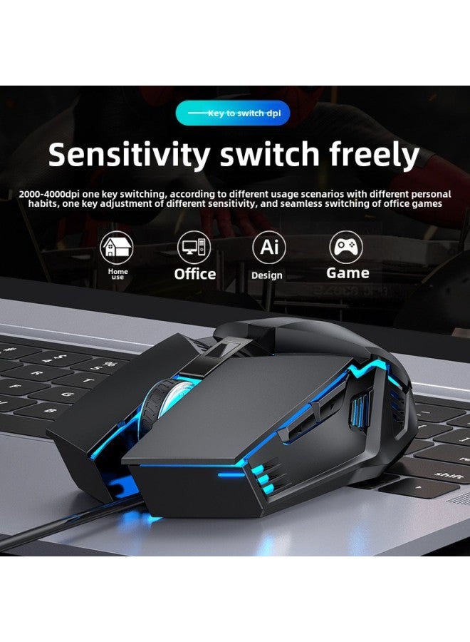 Gaming Mouse Luminous Wired Electronic Competition Mechanical Mouse Computer Accessories Macro Programming Six on Mouse Wholesale-Color:Finger Six Keys-Gaming Mouse - Image 5