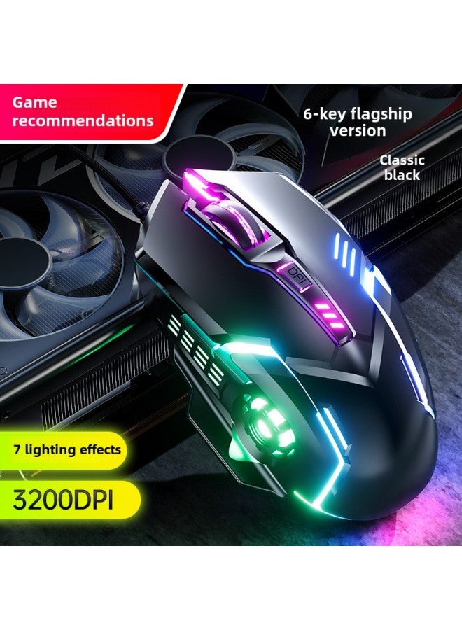 Gaming Mouse Luminous Wired Electronic Competition Mechanical Mouse Computer Accessories Macro Programming Six on Mouse Wholesale-Color:Finger Six Keys-Gaming Mouse - Image 1