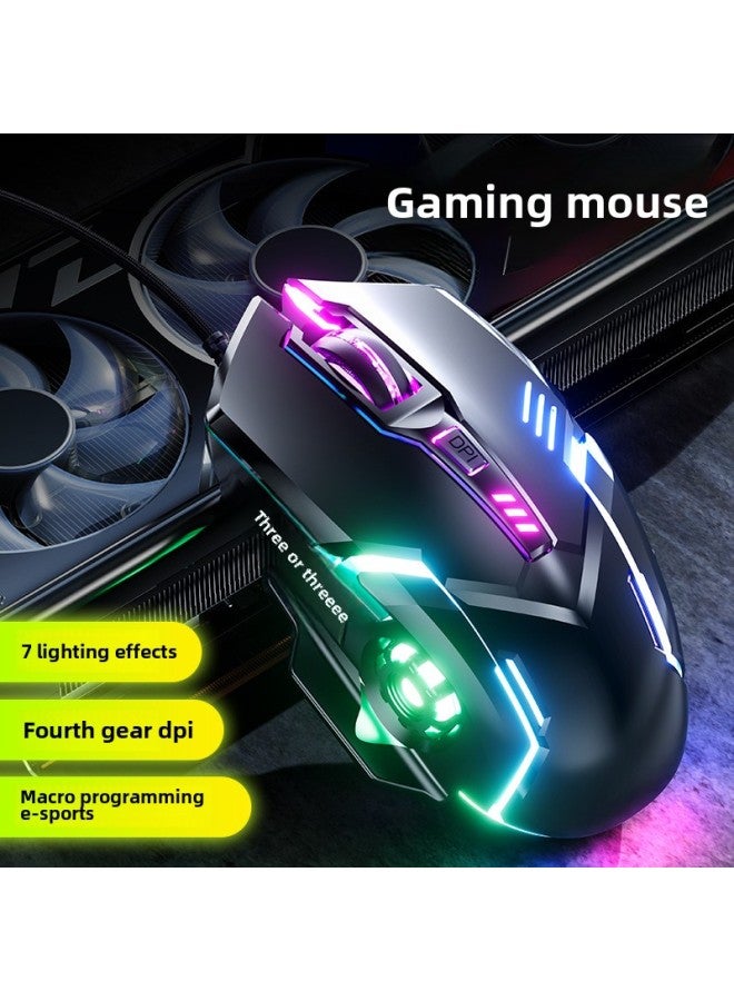 Gaming Mouse Luminous Wired Electronic Competition Mechanical Mouse Computer Accessories Macro Programming Six on Mouse Wholesale-Color:Finger Six Keys-Gaming Mouse - Image 2