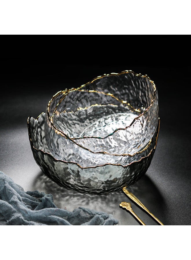 Canjiangjun 3-piece Salad Bowl Set With Gold Rim Glass Bowls, Glass Fruit Plates, Dessert Bowls And Salad Bowls - Image 4