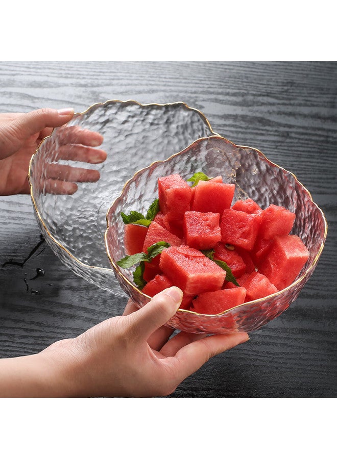 Canjiangjun 3-piece Salad Bowl Set With Gold Rim Glass Bowls, Glass Fruit Plates, Dessert Bowls And Salad Bowls - Image 3