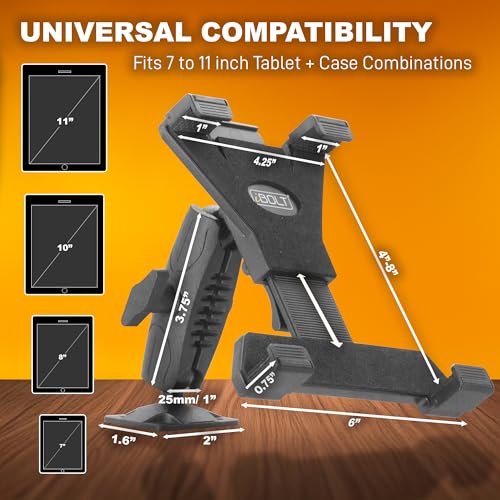 iBOLT TabDock Bizmount AMPs - Heavy Duty Drill Base Tablet Holder/Mount for All 7" - 10" Tablets- Great for Commercial Vehicles, Trucks, and Wall Mounting- Features 1 inch / 25mm Ball Joint - Image 2