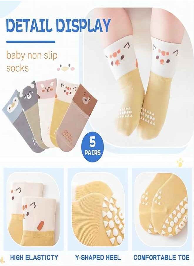 Baby Socks, Toddlers Non Slip Socks, Little Girls Boys Cartoon Cotton Crew Walking Grips Socks 5 Pairs - pzsku/Z3855A96027FE24AC2481Z/45/_/1734680910/3da73f6c-548e-4289-831e-fc9ada056e50