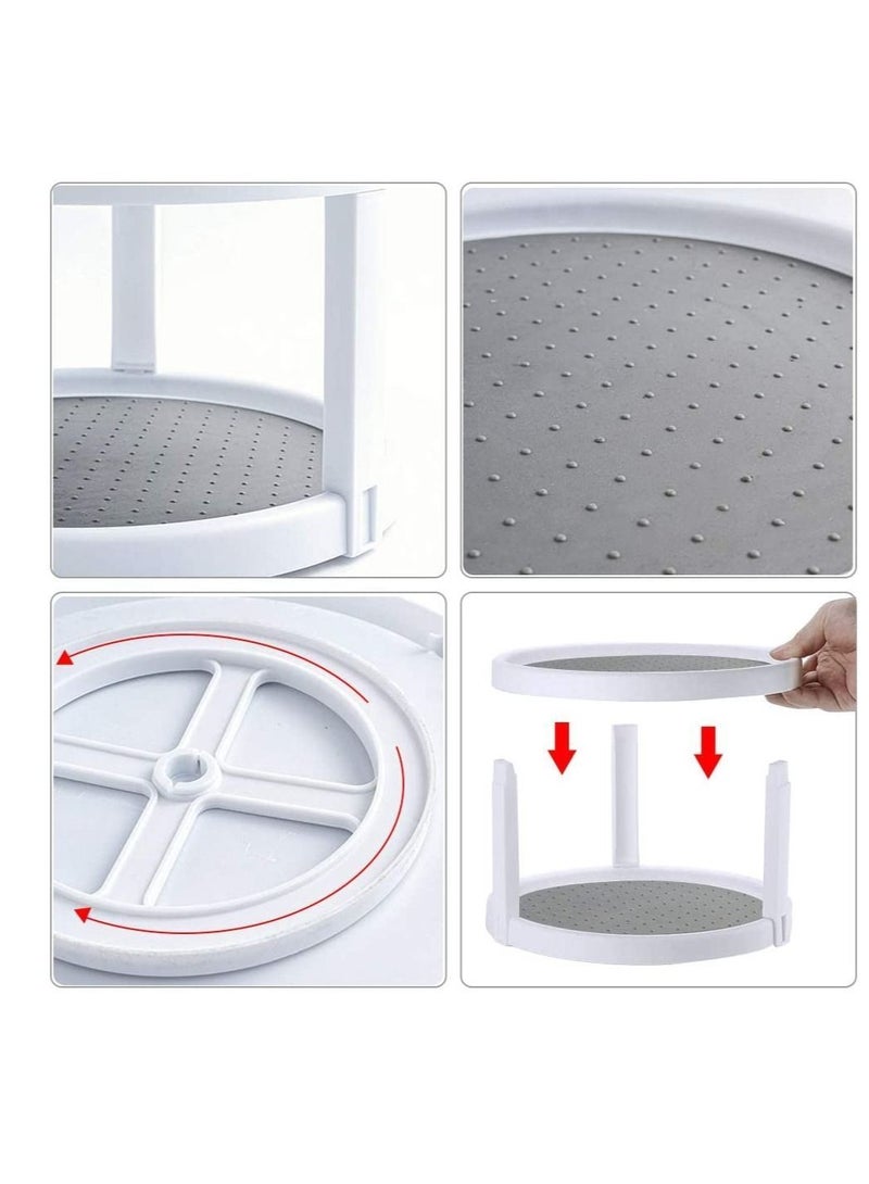 360° Rotating Rack 2 Tier Kitchen Turntable Spice Jar Storage Pantry Shelf Spinning Revolving Condiment Cupboard for Cabinet Refrigerator Bathroom - Image 5