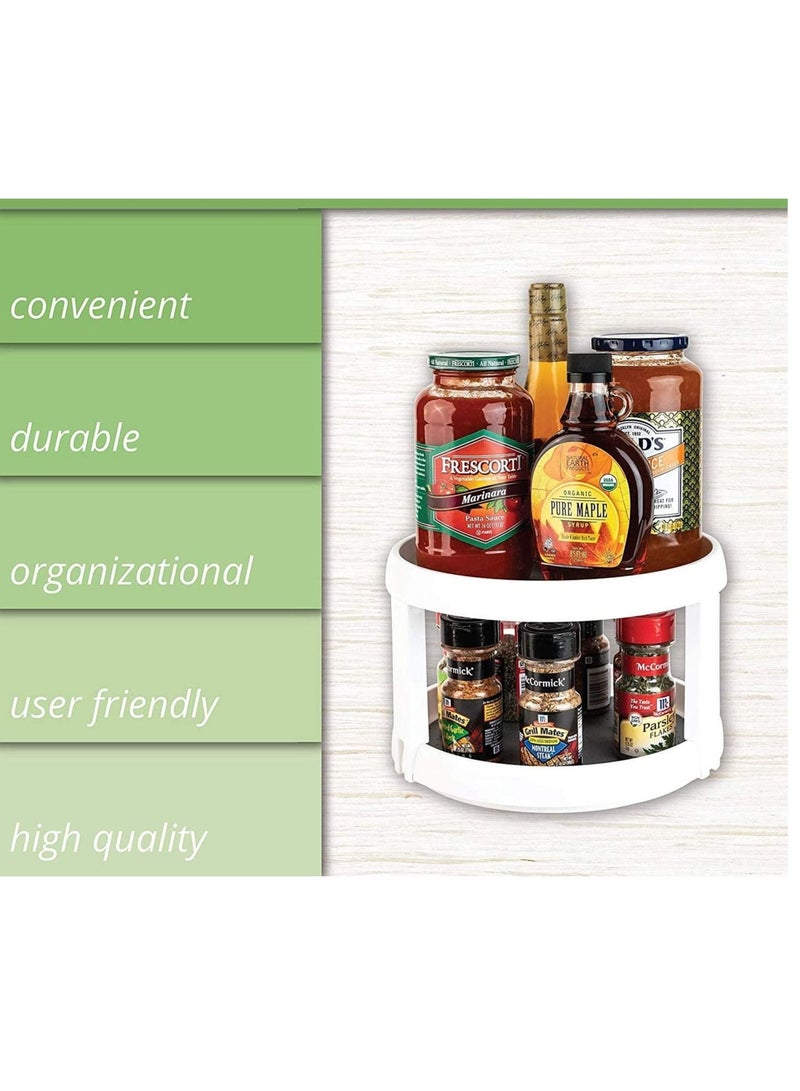 360° Rotating Rack 2 Tier Kitchen Turntable Spice Jar Storage Pantry Shelf Spinning Revolving Condiment Cupboard for Cabinet Refrigerator Bathroom - Image 4