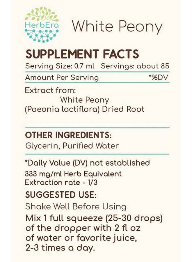 HerbEra White Peony B60 Alcohol-Free Herbal Extract Tincture, Concentrated Liquid Drops Natural White Peony (Paeonia Lactiflora) Dried Root (2 fl oz) - Image 4