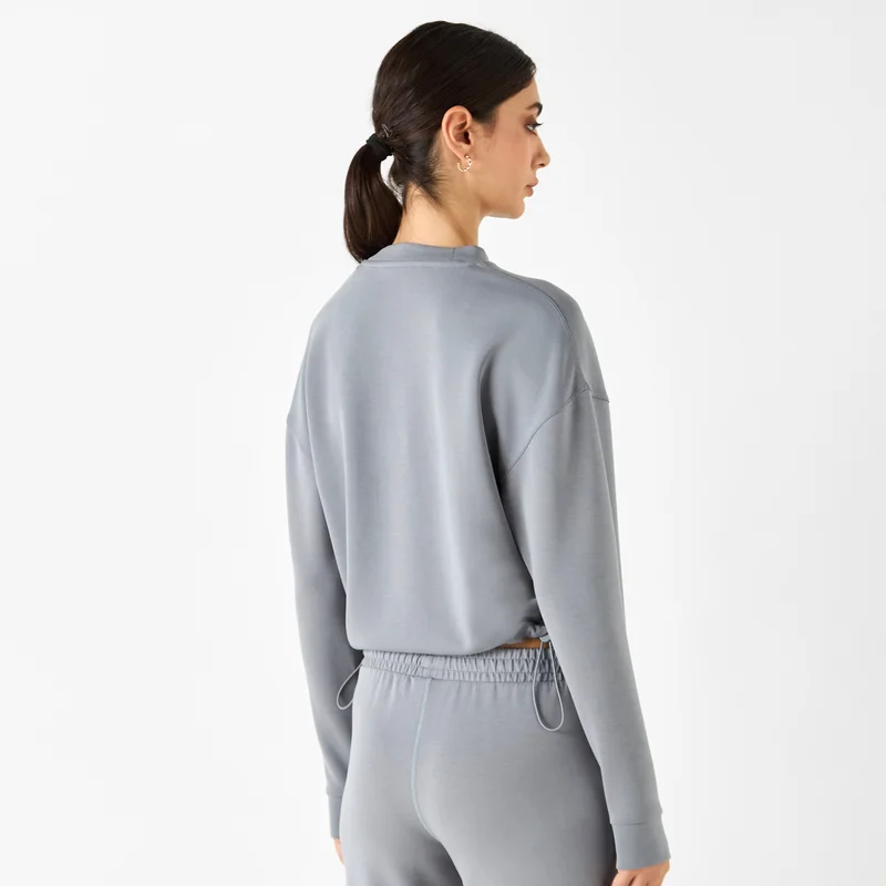 ADOT by Splash Panelled Cropped Sweatshirt with Long Sleeves