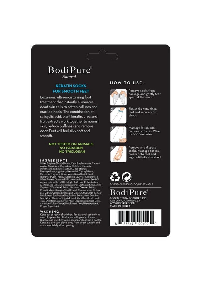بودي بيور قناع قدم فاخر من بوديبور مع جوارب الكيراتين | جوارب مرطبة منزلية للعناية بالقدمين الجافة والمتشققة، وتنعيم مسامير القدم والكعب | باديكير سهل الاستخدام لإصلاح القدمين | علاج خالٍ من المواد الكيميائية للقدمين | ١٢ زوجًا - Image 3