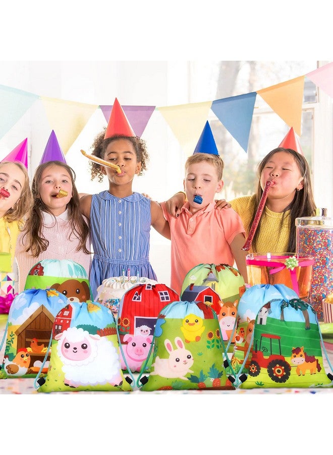 Rtteri 24 Pack Farm String Bags 12 X 10 Inch Farm Animal Party Favor Gifts Bag Farm Birthday Party Supplies Farm Animal Backpack Drawstring Pouches Wrap Goodie Bags For Kids Girls Boys Travel Decorations - Image 4