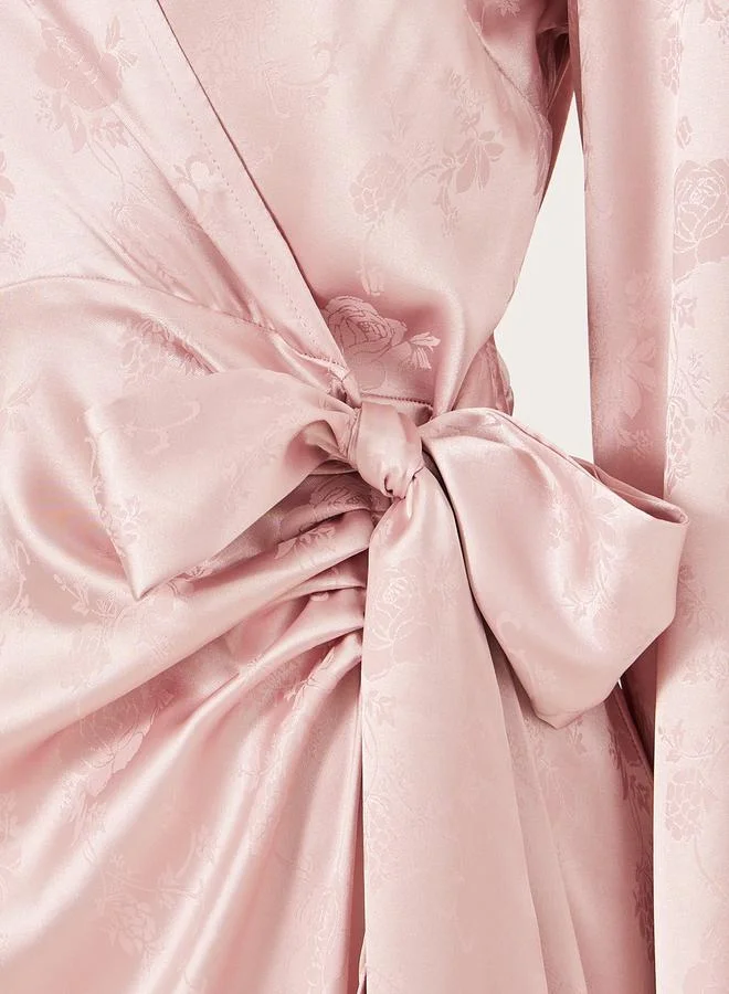 Styli Fringed Satin Wrap Dress