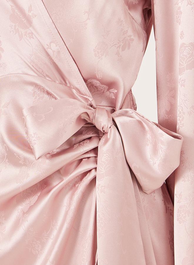 Fringed Satin Wrap Dress