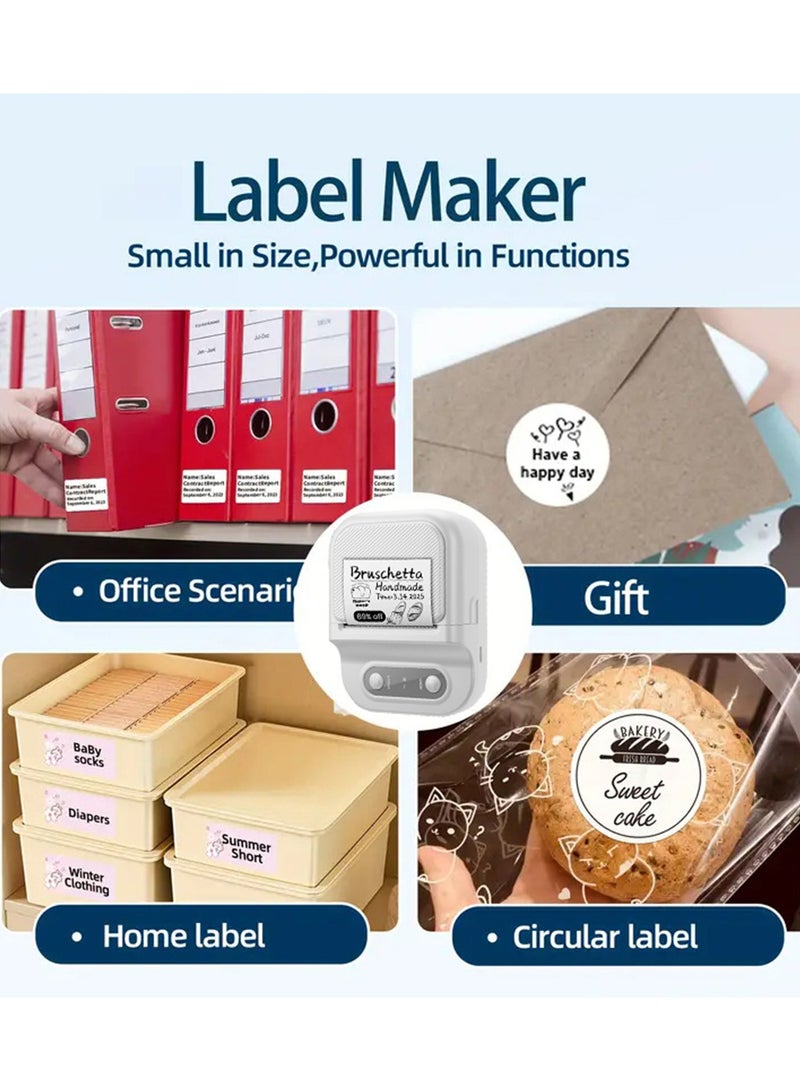 Wireless Bluetooth Label Printer with 1 Label Roll (50*60mm) and USB Cable, Portable Thermal Label Machine, Mini Lightweight Ink-free Black and White Printer, Perfect for Commercial, Supermarket, Office, School, Retail Store, Clothing Label and Home Printing Barcode - Image 5