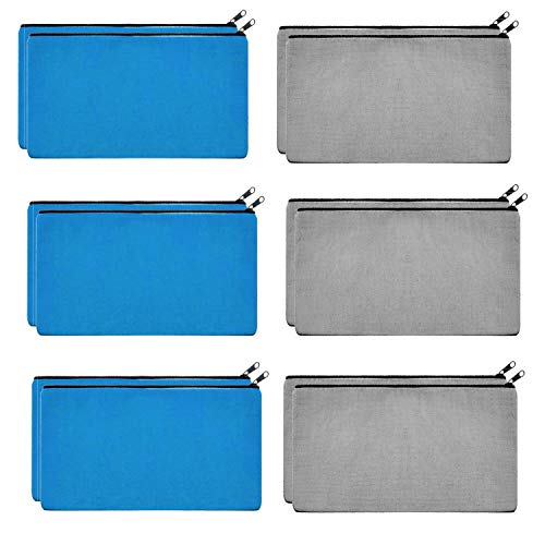 Lify DIY Craft 12 Pack Blank Cotton Canvas,Craft Zipper Bags Pouches Pencil Case Cotton Canvas Cosmetic Bag Travel (6pcs)- Grey (6pcs) -12 Piece Pack - Image 1