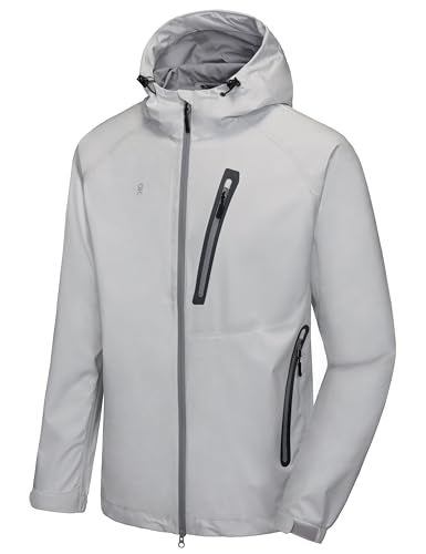 Little Donkey Andy Men's High-performance Waterproof Rain Jacket Ultra Lightweight Outdoor Rain Coat Shell for Golf Gray XXL - Image 1