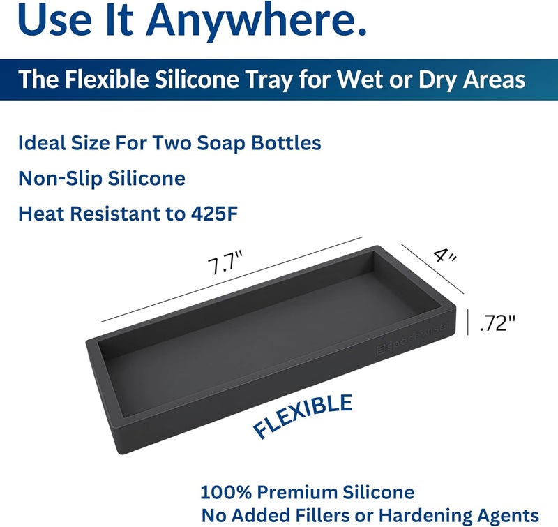 Spacewiser Countertop and Vanity Drawer - 2 Pcs Small 7.75 Inch Silicone Bathroom Sink Organizer, Dish Soap Sponge Holder Kitchen Sink Organizer, Flexible Bathroom Drawer, Soap Lotion - Image 3