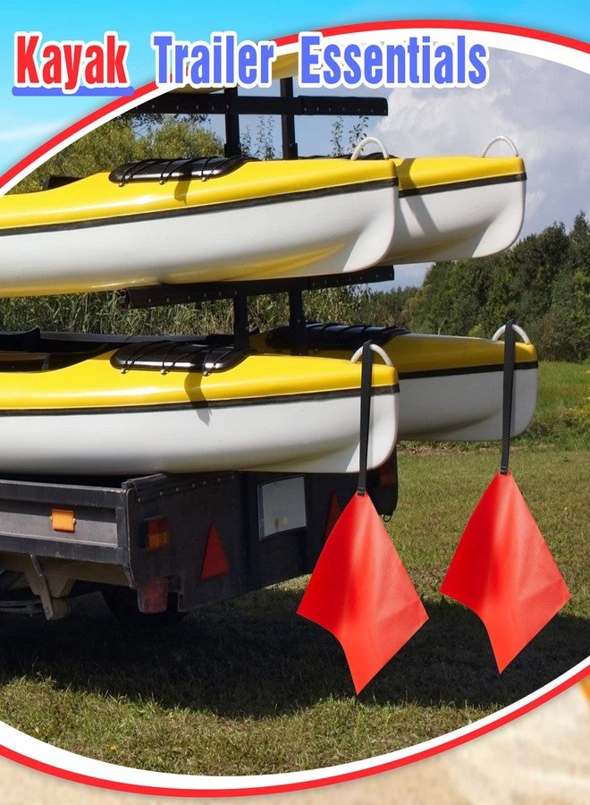 Oudain 2 Piece Kayak Tow Flag Red Safety Flags for Kayak Canoe Sup Towing Boat Trailer Safety Warning Accessories Kit - Image 2