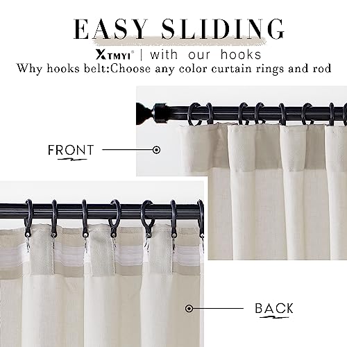 XTMYI Oatmeal Beige Curtains 84 Inches Long for Living Room 2 Panels Sets Stone Washed Linen Earth Tone Decor Back Tab Rod Pocket Boho Neutral Greige Earthy Sheer Curtain for Bedroom - Image 3