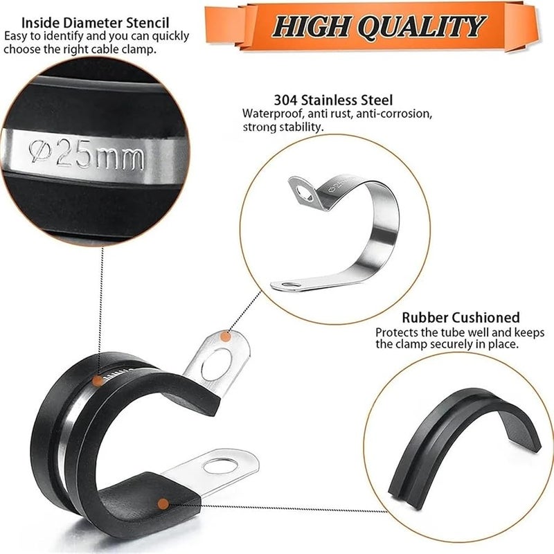 مجموعة مشابك الكابلات من الفولاذ المقاوم للصدأ 7 أحجام لتثبيت الأنابيب والأسلاك والخراطيم - Image 4