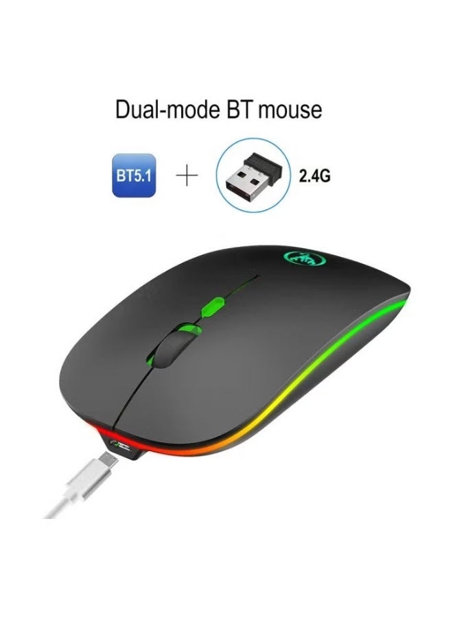 T18 Dual Mode Wireless Mouse Black - Image 2