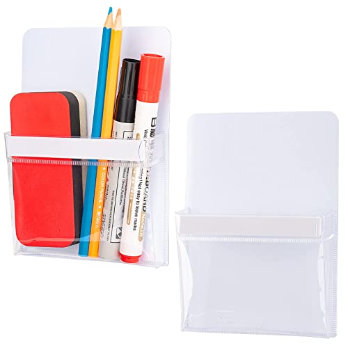 CHUNNIAO Magnetic Pencil Holders,Whiteboard Accessory with Strong Magnets, Storage Pen Pocket for Your Fridge, School Locker, Office Cabinets, 2 Pack - Image 1