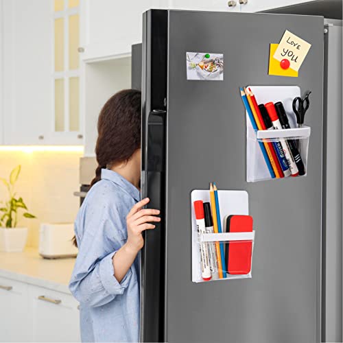 CHUNNIAO Magnetic Pencil Holders,Whiteboard Accessory with Strong Magnets, Storage Pen Pocket for Your Fridge, School Locker, Office Cabinets, 2 Pack - Image 5
